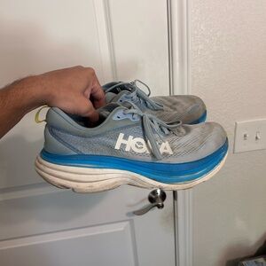 Hoka One One Bondi 8 Wide Mens 11.5 2E Shoes Blue Running Gym Walking